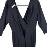 Calvin Klein  Black Faux Wrap Ruched 3/4 Slit Sleeve Jersey Knit Jumpsuit Size 10 Photo 2