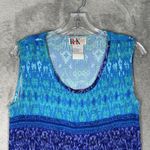 R&K Originals Dress Women 10 Blue Geometric Stripe Midi Dress Vacation Colorful Photo 3