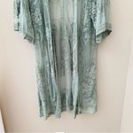 Altar'd State  Long Embroidered Floral Kimono Cover Up Cardigan Green Sz … Photo 2