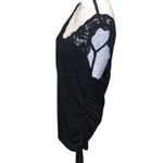Maurice's  Black Lace Sleeveless Shirt Ruched Sides V-neck V-back Photo 3