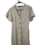 VERO MODA  Button Down Midi Dress Beige Short Sleeve Womens S Photo 1