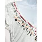 Athleta  T-Shirt V-Neck Embroidered Stitching Short Sleeve Tee Shirt‎ White XS Photo 11