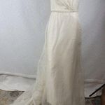 Birnbaum & Bullock Womens Bridal Gown Size 10 Ivory Silk Strapless Rhinestones Photo 0