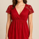 VTG Y2K Retro Red Lace Babydoll Blouse Romantic Coquette Preppy PM Size undefined Photo 0