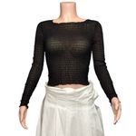 Realisation Par RÉALISATION Chloé Long Sleeve Shirred Silk Top, Black, XS Photo 1