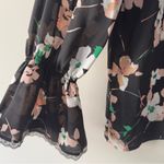 Karl Lagerfeld  Floral Black Blouse Long Bell Sleeves Tie Bow Button Keyhole NWT Photo 7