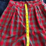 Vintage red black multicolored plaid tartan gingham pleated high rise bermuda shorts Size 28 Photo 3