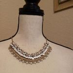 Loft Signed Gold Tone Beaded White Costume Necklace Adjustable Length Ann Taylor Photo 2