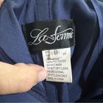 La Femme  Sweetheart Strapless Ruched Bodice Satin Gown 28608 Navy Blue Size 8 Photo 6