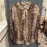 Alexander Jordan Snake Skin Flowy Top Animal Print Black Size XL Photo 7