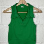 Diane Von Furstenberg DVF for Target Seamless Collared Ribbed Polo Cropped Fitted Top Green  XS Photo 1