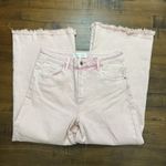 Risen  HIGH RISE WIDE LEG JEANS WOMENS 11/30W STRETCH DENIM RAW HEM Pink NWT Crop Photo 3