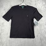 Ralph Lauren Lauren  Black Ribbed Knit Tee Womens Large Classic Preppy Minimalist Photo 1