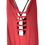 Becca  Virtue Love Letter Knotted Cut Out Low Back One Piece Swimsuit XL Maroon Photo 3