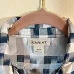 Ariat ✨ Women’s White Blue Plaid Snap Long Sleeve Shirt Medium Photo 2