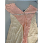 Vintage y2k 2000s Pink Peach Gold Bow 100% Silk Ruffle Coquette Mini Dress 8 NWT Photo 2