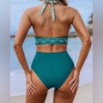 Cupshe Woman’s Teal Floral One Piece Swimsuit Elegant Size Large Beach Vacation Photo 1
