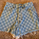 PacSun  Denim Shorts Checkered Women’s 24 Ultra High-Rise Vintage 90s Photo 0