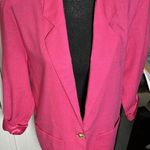 Maggie Lawrence Women's Blazer Jacket 1 Button Long Sleeve Padded Shoulders Sz S Pink Photo 10