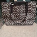 Coach  Brown and Cream Signature Tote Photo 10