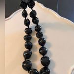 Black Beaded Necklace with Ribbon vintage chunky beads long can be doubled Photo 7