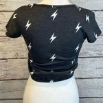 Brit & Bri Cropped Gray Lightning Print Tee-XS Photo 1