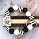 Mom Funny Quote Wooden Beaded Keychain Wristlet Black Photo 4
