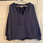 Aerie  Easy Street blue oversized tie neck sweater size small Photo 2