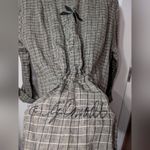 Flax By Jeanne Engelhart Hand Painted Checkered Rauched Blouse M Green/Blk Photo 4