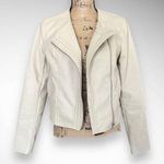 COFFEE SHOP NEW YORK Women's Cream Vegan Leather Moto Jacket Size Small | EUC Photo 0