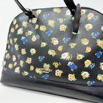 Coach Tea Rose Black Blue Floral Sierra Satchel Top Handle Doctor Crossbody Bag Photo 4