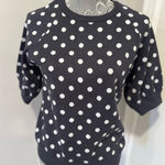 Tea N Rose Tea & Rose Sz: S Dark Dusty Gray Polka Dot Short Balloon Sleeve Sweater. Photo 0