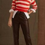 Avec Les Filles  Brown Faux Leather Straight Leg Pants Photo 0