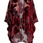 Woven Heart Velvet burnout sheer floral rose cape kimono dark floral Photo 0