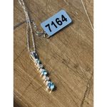 925 Sterling Silver Necklace With Blue & Clear Gemstone Pendant Photo 2