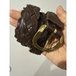 Womens Brown Genuine Leather Braided Belt Brass Buckle Size 40 Argentina 45" Lon Photo 1