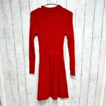 The Limited  Dress Women Sz XS Long Sleeve Red Knee Length Rib Tight Knit Sweater Photo 4