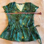 Venus peacock stretch v-neck short sleeve blouse flowy bottom size M Photo 8