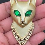 Vintage A.J.C. Signed Egyptian Cat Green Eyes Gold Photo 6