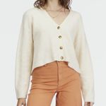 Billabong White Cap Short N Sweet Cropped Cardigan Sweater Size Medium Photo 0