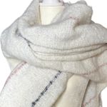 Super soft oversized fringe stripe down scarf White Photo 4