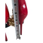 True Religion Red Gold Patent Chain Ankle Strap Heels Size 8.5 Photo 2
