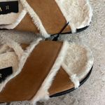 ZARA  Faux Fur Lined Leather Slide Sandals Photo 6