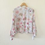 Catherine Malandrino  Button Down Back Bell Sleeve Floral Print Blouse Size M Photo 2