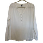 Eddie Bauer  White Gauzy Cotton Long Sleeve Top Size XL Minimal Comfy Beachy Photo 0