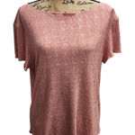 Connected Apparel  XL Top Blouse Peach Pink Crinkle Short‎ Sleeve USA Made Photo 0