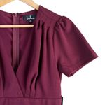Lulus NWT  Marena Burgundy Short Sleeve Mini Dress Faux‎ Wrap Front, Size XS Photo 4