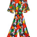 True Destiny Floral Jumpsuit Farm Rio snap closer at chest, belted, wide leg Photo 2