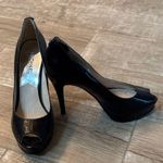 Michael Kors Glossy Black Peep Toe Heels. Size 6.5- 4” heel Photo 0