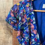 Moulinette Soeurs Anthropologie Silk Floral Wrap Dress Size 8 Cobalt Blue Slip Photo 2